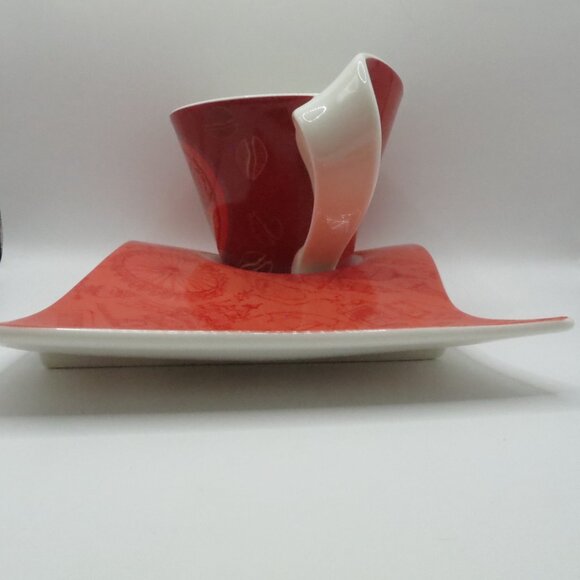 Villeroy & Boch New Wave Caffe Merah Coffee Mug Cup 12oz Snack Plate Saucer - Picture 3 of 16